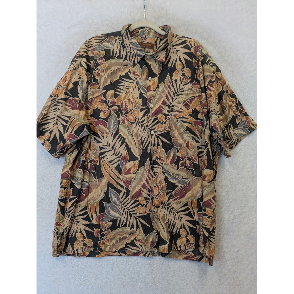 Tori Richard Button Up‎ Shirt Women's XL Multicolor Tropical Leaf Cotton Lawn